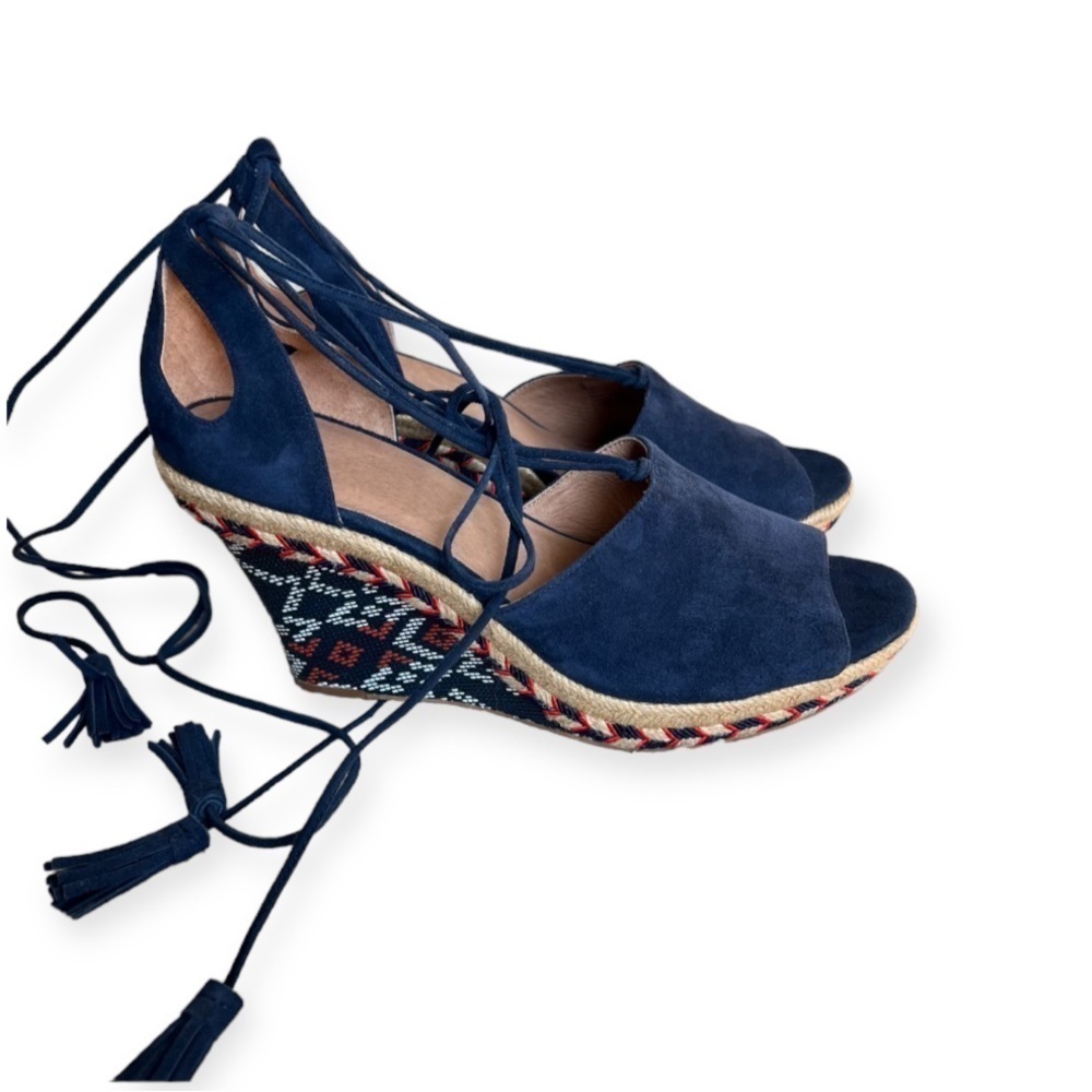 CAbi Isla Espadrille Wedge Suede Tassel Tie Sandal - Picture 3 of 8